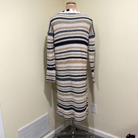 Francesca’s Collection Alya Duster Cardigan Sweater Size Medium White Tan Blue - Picture 5 of 10